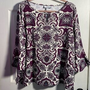 Charter Club Woman 3/4 Sleeve Printed Top 1X